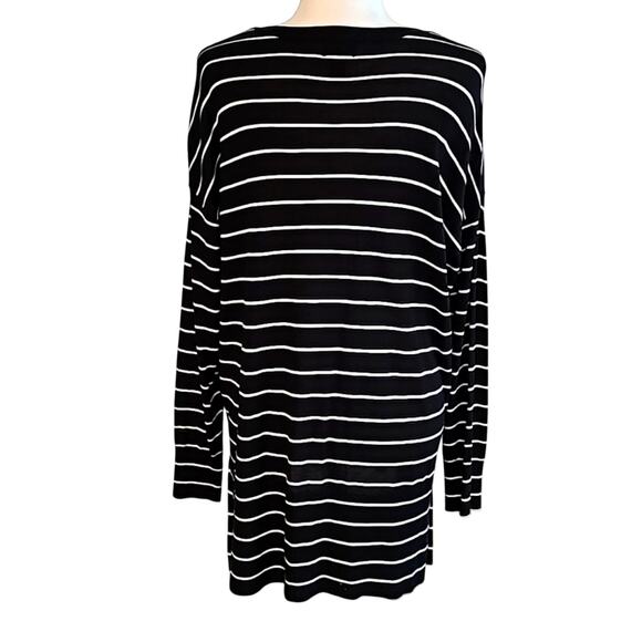 Worthington Black and White Striped Lightweight Sweater V-Neck Womans Size L - Picture 4 of 9